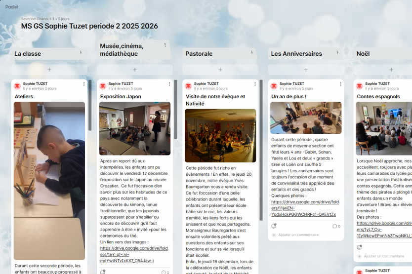 Classe MS GS Sophie Tuzet période 2