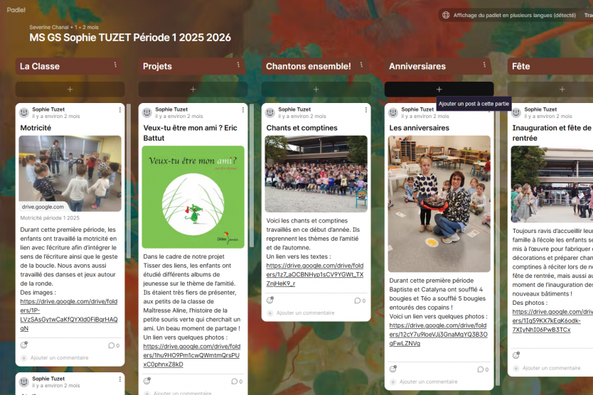 Classe MS GS Sophie Tuzet période 1